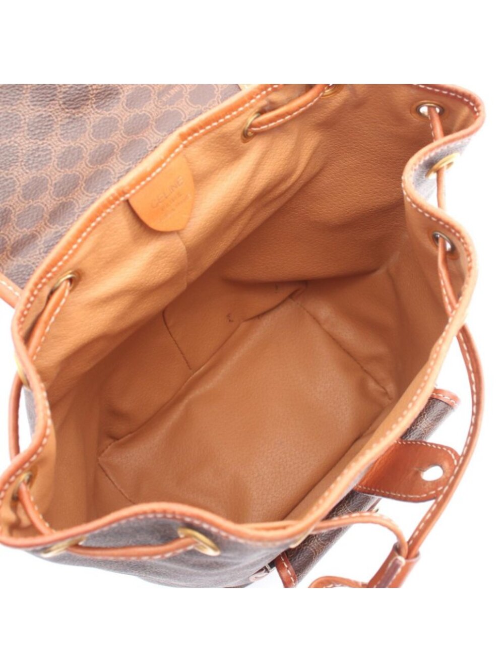 Celine Backpack Macadam Brown Canvas Leather - Picture 3 of 9